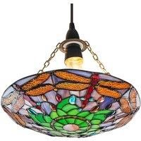 Traditional Multi-Coloured Dragonfly Tiffany Glass Pendant Shade by Happy Homewares