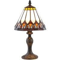 Haysoms Art Deco Tiffany Table Lamp with Amber Shade, Orange