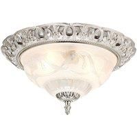 Traditional Satin Nickel and Floral Glass Flush Ceiling Light by Happy Homewares