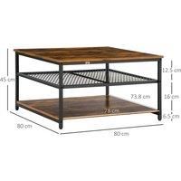 Homcom Industrial 3 Tier Coffee Table - In Rustic Brown