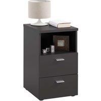 FMD Bedside Cabinet with 2 Drawers and Open Shelf Black