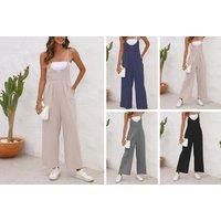 Women'S Solid Colour Adjustable Jumpsuit - Grey, Black, Navy, Khaki