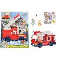 Bluey Firetruck, Firetruck with Bluey, Exclusive Firefighter Bingo and Bob Bilby Figures Raise The Ladder, Spin It Around and Roll Out The Hose Includes Sticker Sheet