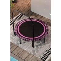 48in Bungee Cords Foldable Round Pink Trampoline with Adjustable U-Handle Bar