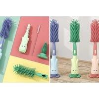 Silicone Baby Bottle Teat Cleaning Brush Set, Best for Cleaning Baby Bottles&Teat, Suitable for Cleaning All Kinds of Bottles, Teats, Vases and Jugs with Flexible Handle