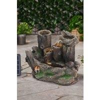 Solar Powered Resin Log Water Fountain