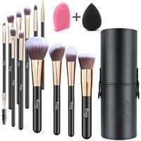 12 Pcs Travel Makeup Brush Set with Makeup Sponge and Brush Egg