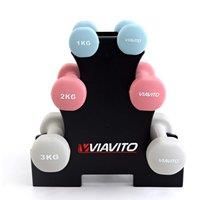 Viavito 1kg, 2kg, 3kg Neoprene Toning Dumbbell Weights Set with Tree Stand