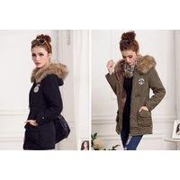 Thick Faux Fur Lined Parka - Blue, Pink, Black, Green Or Red