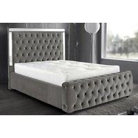 Winchester Upholstered Velvet Bed Frame With Mirrored Headboard!