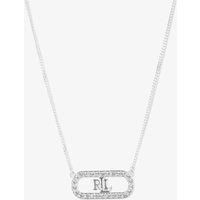 Lauren Ralph Lauren Silver Pave Crystal Logo Necklace 14N00360