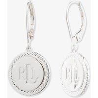 Lauren Ralph Lauren Silver Round Disc Logo Dropper Earrings 14G00704