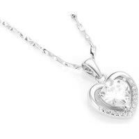 925 Silver Elegant Diamond Heart Pendant Necklace - 3 Colours - Blue