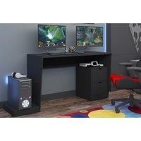 Black Gamer Desk With Storage Cabinet