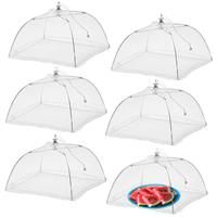 WISDOMWELL Pop-Up Mesh Food Covers Tent Umbrella 6 Pack Large 17 inch Reusable and Collapsible Screen Net Protectors for Outdoors Parties Picnics BBQs Keep Out Flies Bugs Mosquitoes