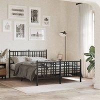 Metal Bed Frame without Mattress with Footboard Black 120x190cm