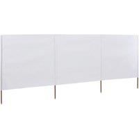 3-panel Wind Screen Fabric 400x120 cm White