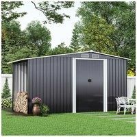 Garden Metal Storage Shed with Log Storage