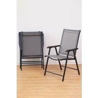 Metallic-Frame Outdoor Foldable Chairs Set of 2