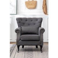 Button-Tufted Accent Wingback Chair with Cushion