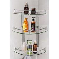 Wall Mounted Corner Shelf 3 Tiers Bathroom Tempered Glass Storage Shelf