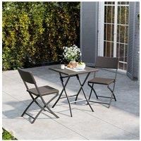 3-Piece BBQ Plastic Outdoor Folding Camping Table and Chairs Set