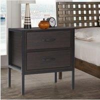 2 Drawers Retro Style Wooden Bedside Cabinet