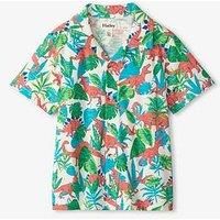 Hatley Boys Jungle Dino Jersey Button Down Short Sleeve Shirt - Print