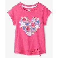 Hatley Girls Chiffon Heart Tie Front Tshort Sleeve T-Shirt - Carmine Rose