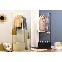 Bamboo Clothes Rack With Fabric Storage Box