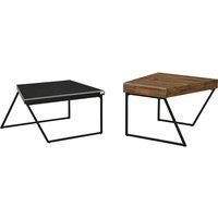 Rustic Brown Geometric Coffee Table- Set Of 2