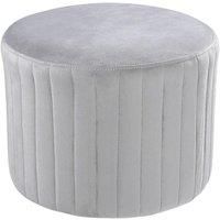 Grey Velvet Round Pouf Footstool