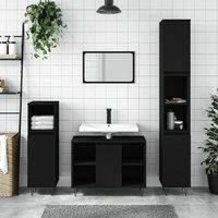 Bathroom Cabinet Black 30x30x100 cm Engineered Wood