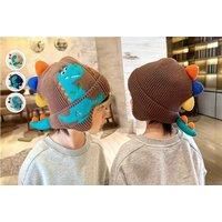 Kids' Dinosaur Knitted Hat In 4 Colours - Black