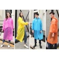 2 Pack Waterproof Transparent Rain Ponchos - 7 Colours - Orange