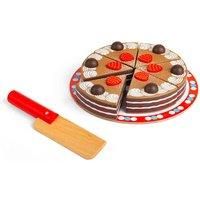 Bigjigs Toys Wooden Chocolate Cake with Cake Slicer - Play Food Toys