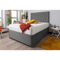 Sicily Silver Crushed Velvet Divan Bed & Mattress - Size & Storage Options!