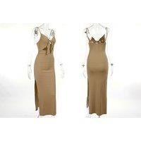 Women'S Brown Bodycon Dress With Cut Out Waist In 3 Sizes