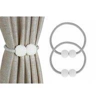 Magnetic Pearl Ball Curtain Tie Backs - 7 Colours - White