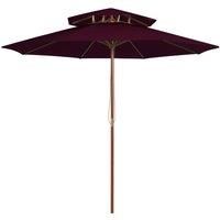 Double Decker Parasol with Wooden Pole Bordeaux Red 270 cm