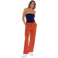 Women'S Ribbed Linen Casual Trousers In 9 Sizes And 4 Colours - Orange