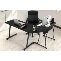 Black Wooden L Shape Computer Desk