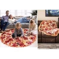 Round Pepperoni Pizza Flannel Blanket In 2 Styles