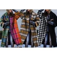 Womens Plaid Woolen Coat - 4 Colours! - Black