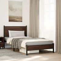 Metal Bed Frame without Mattress Brown Oak 100x190 cm