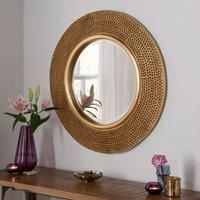 Yearn Mirrors Yearn Industrial Style Beaded Round Mirror Gold