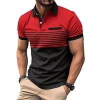 Men'S Casual Stripe Polo Shirt In 6 Sizes & Colours - Pink