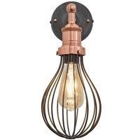 Brooklyn Balloon Cage Wall Light, 6 Inch, Pewter, Copper Holder