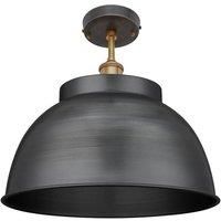 Brooklyn Dome Flush Mount, 17 Inch, Pewter, Brass Holder