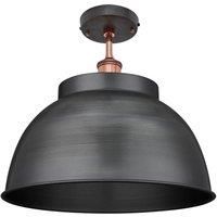 Brooklyn Dome Flush Mount, 17 Inch, Pewter, Copper Holder